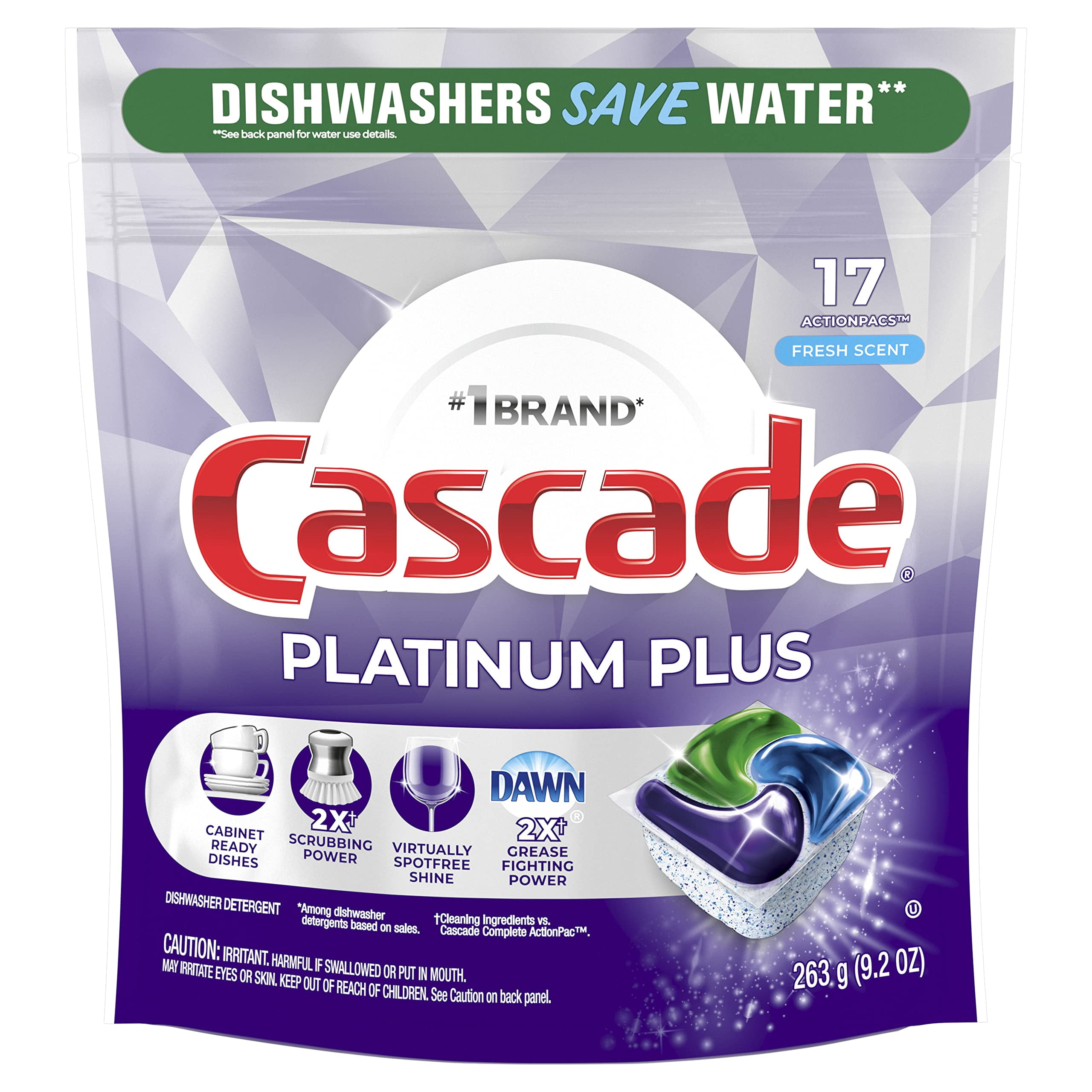 Cascade Platinum Plus Dishwasher Detergent Pacs, Fresh (Pack of 2