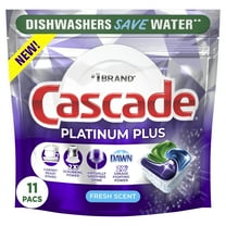 Cascade Platinum Plus Dishwasher Pods, Action Pacs Dishwasher Detergent Tabs, Fresh, 11 Count