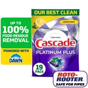 Cascade Platinum Plus Dishwasher Pods, Lemon, 19 Count