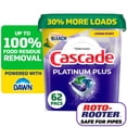 thumbnail image 1 of Cascade Platinum Plus Dishwasher Pods, Lemon, 62 Count, 1 of 10