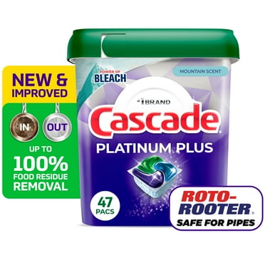 Cascade Platinum Plus Dishwasher Pods, Dishwasher Detergent, Dish Detergent Soap, Mountain, 47 Count