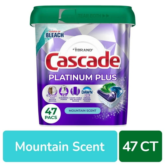 Cascade Platinum Plus Dishwasher Pods Dishwasher Detergent Dish Detergent Soap Mountain 47 ct - Pack of 2