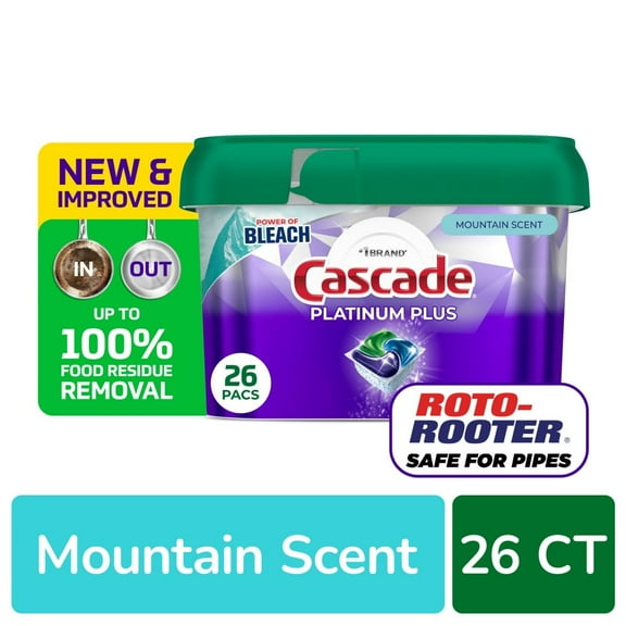 Cascade Platinum Plus Dishwasher Pods Mountain 26 ct - Pack of 1