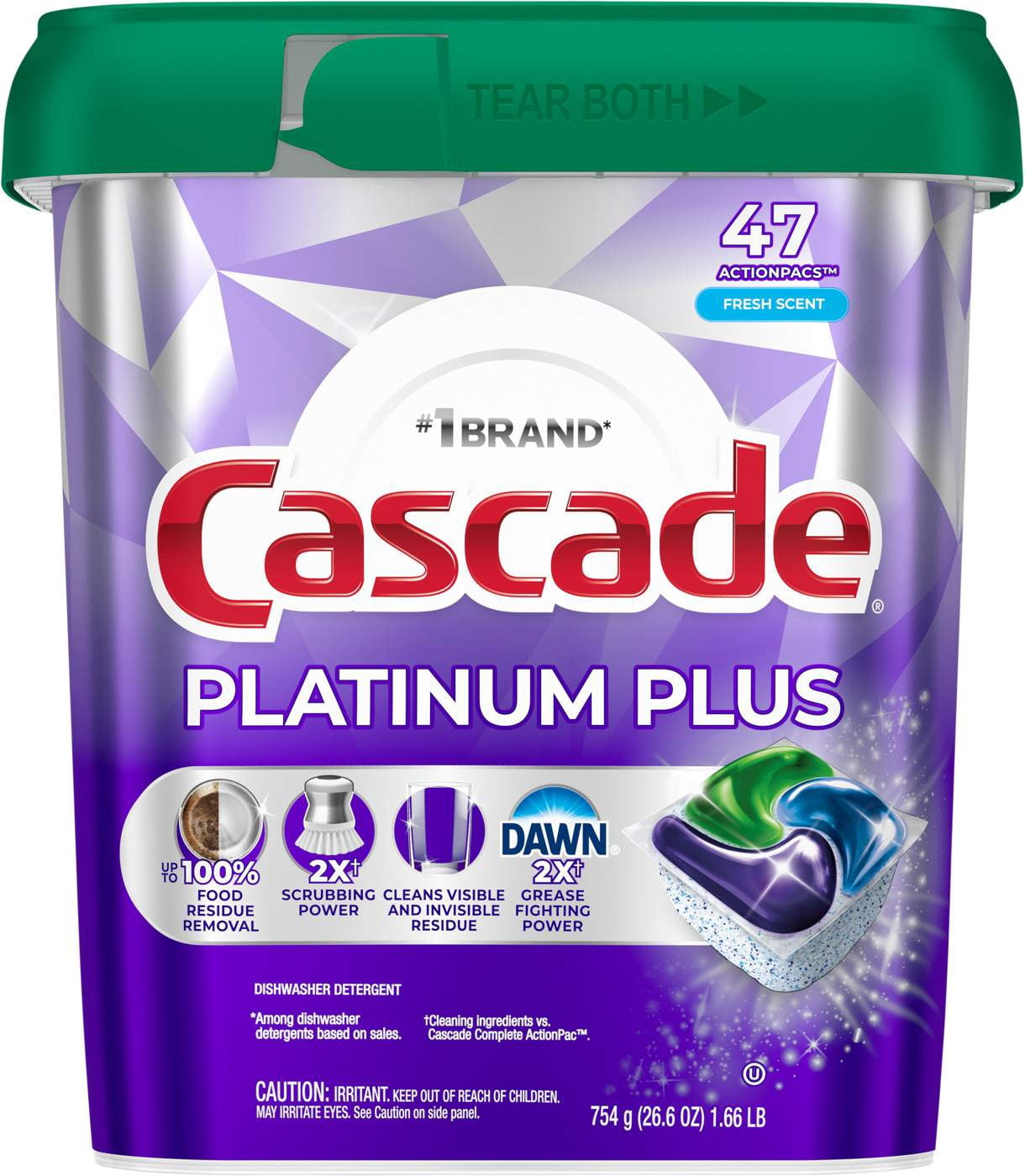 Cascade Platinum Plus Mountain Scent Dishwasher Detergent ActionPacs - 47 ct- Pack of 2