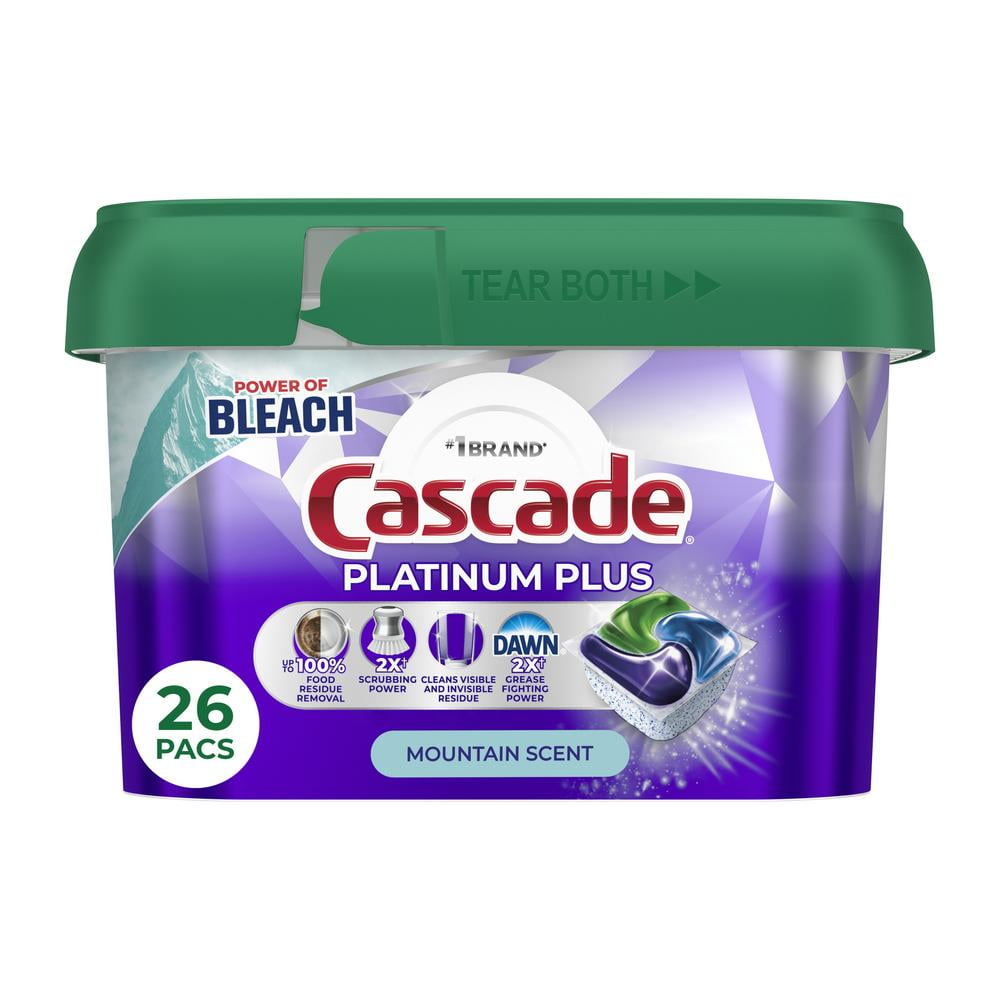 Cascade Platinum Plus Mountain Scent Dishwasher Detergent Actionpacs - 26 ct- Pack of 2