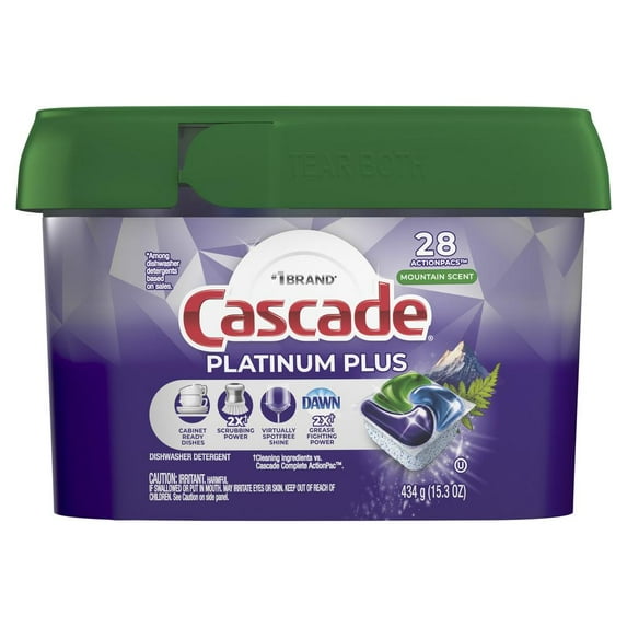 Cascade Platinum Plus Mountain Scent Dishwasher Detergent Actionpacs 28 ct