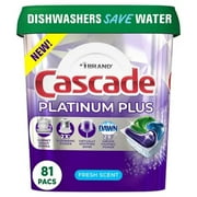 Cascade Platinum plus Actionpacs Dishwasher Detergent Pacs, Fresh Scent, 81 Ct.