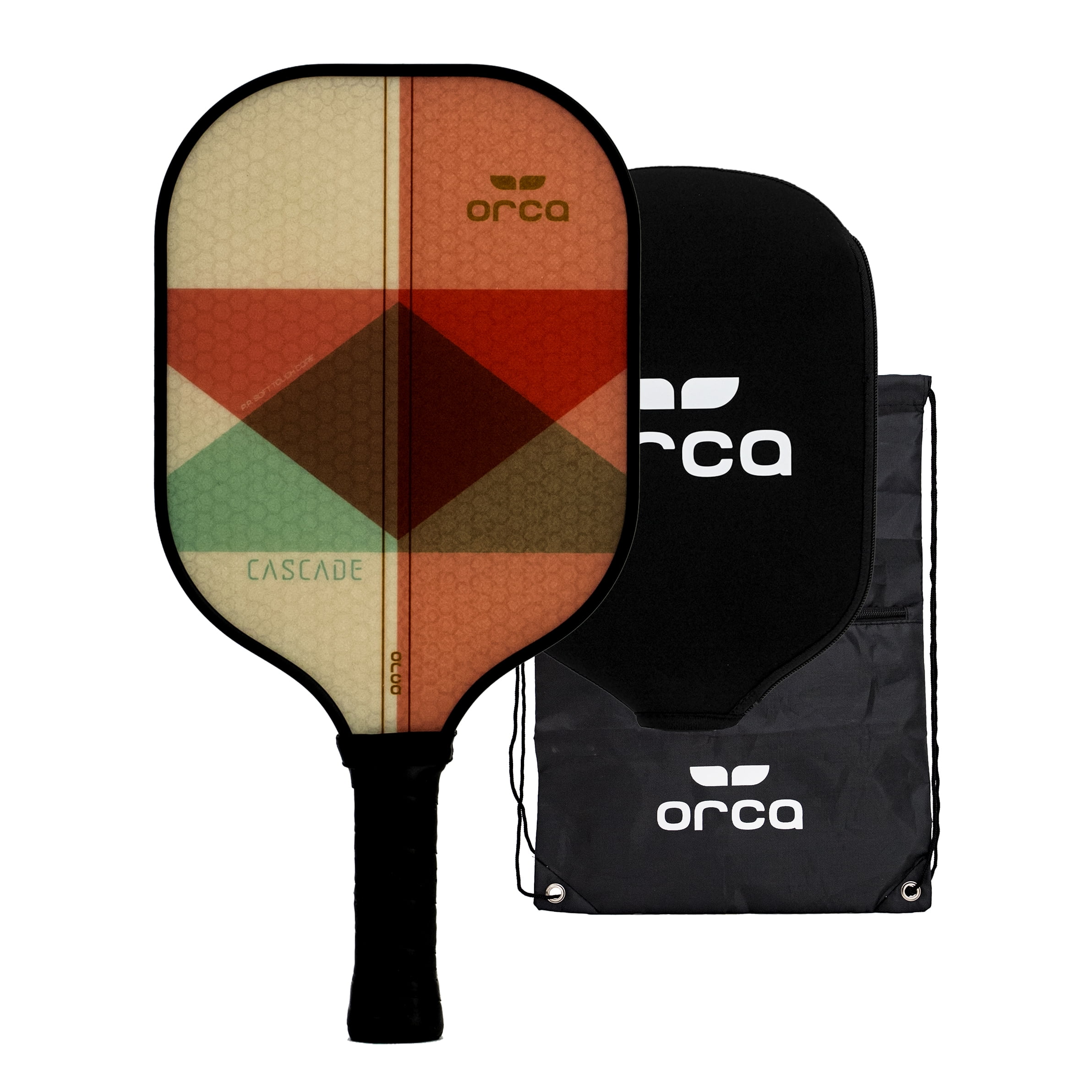 Cascade Polymer Honeycomb Red Pickleball Paddle with Neoprene Cover and Carry Bag, 7.9oz paddle weight, by Orca