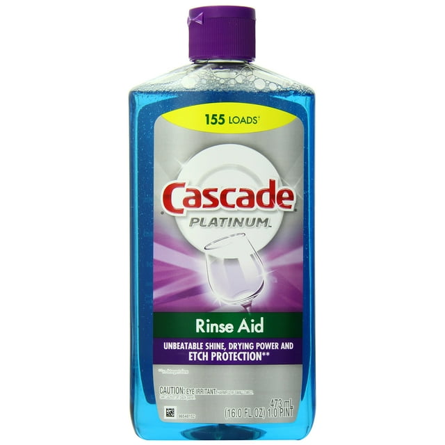 Cascade Rinse Aid Platinum Dishwasher Agent, Regular, 16 Fluid Ounce