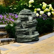 StandAlone Cascade Rock Outdoor 3-Tier Water Fountain, Weatherproof, 23", Multicolor
