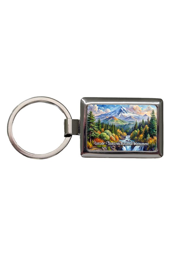 Cascade - Siskiyou National Monument California, Oregon Metal Rectangle Keychain