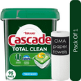 thumbnail image 1 of Cascade Total Clean ActionPacs Dishwasher Detergent – Fresh Scent (95 Count)-With Paper Towel By OMA, 1 of 8