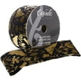 thumbnail image 1 of Cascade Velvet Ribbon W/Wired Edge 2.5"X15yd-W/Gold Foil, 1 of 2
