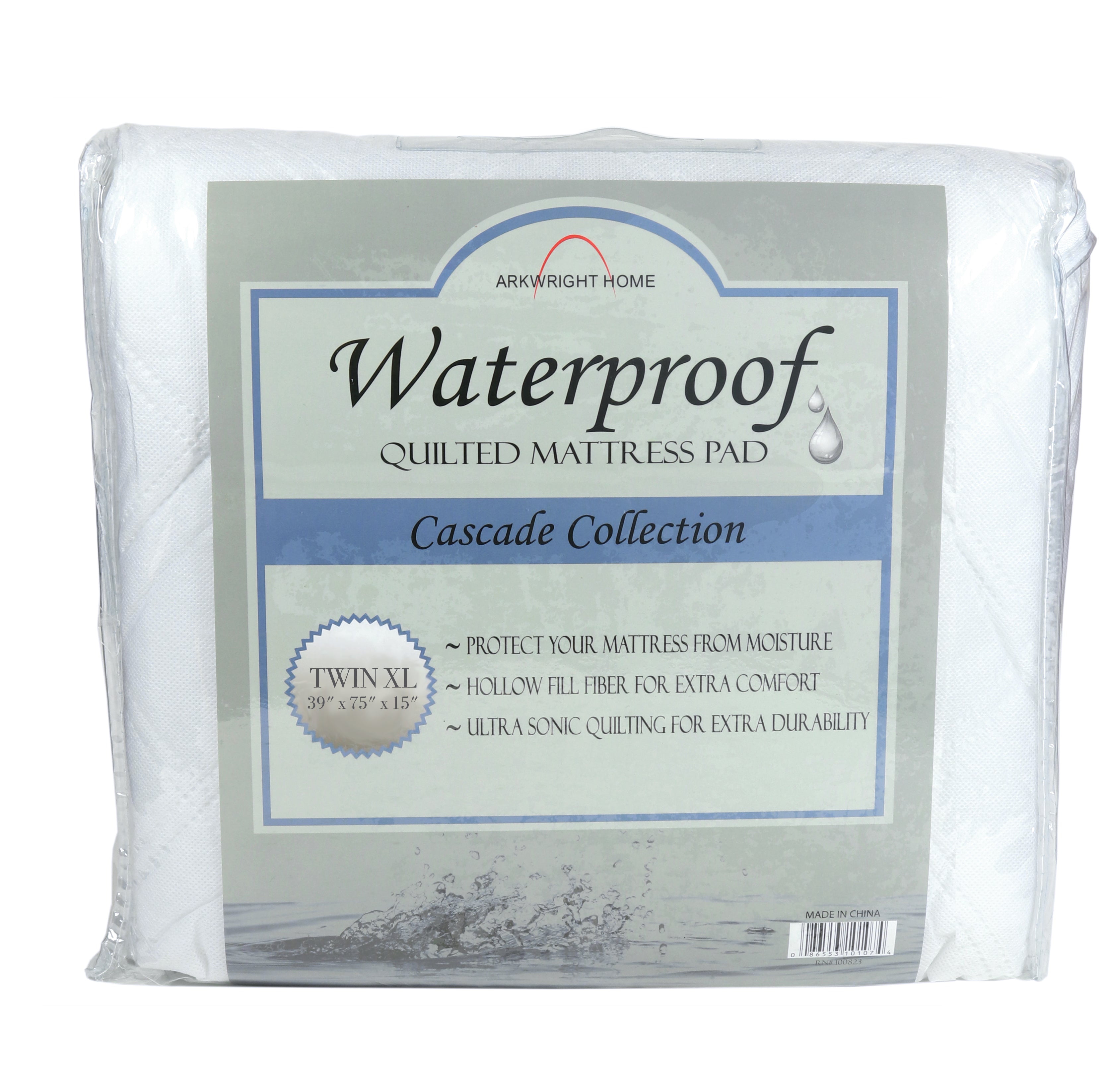 Cascade Waterproof Mattress Pad (TWIN XL Size), Hypoallergenic, Quilted Microfiber Top Layer