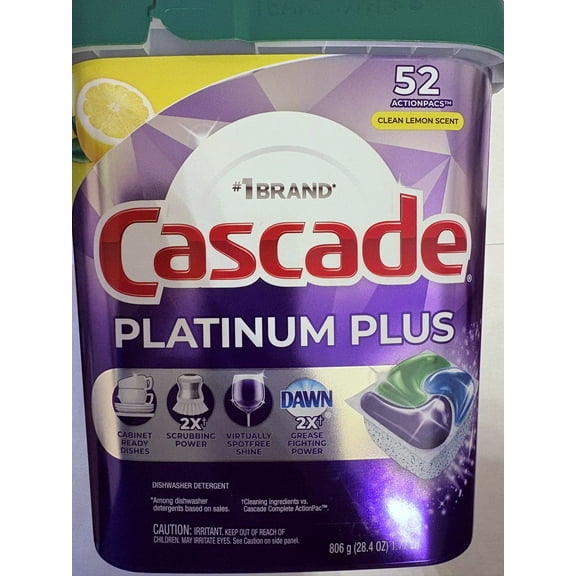 Cascade platinum plus clean lemon scent 52 pacs