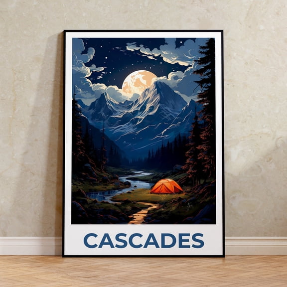 Cascades Mountain Nature Travel Wall Art Decor Unframed Paper Print