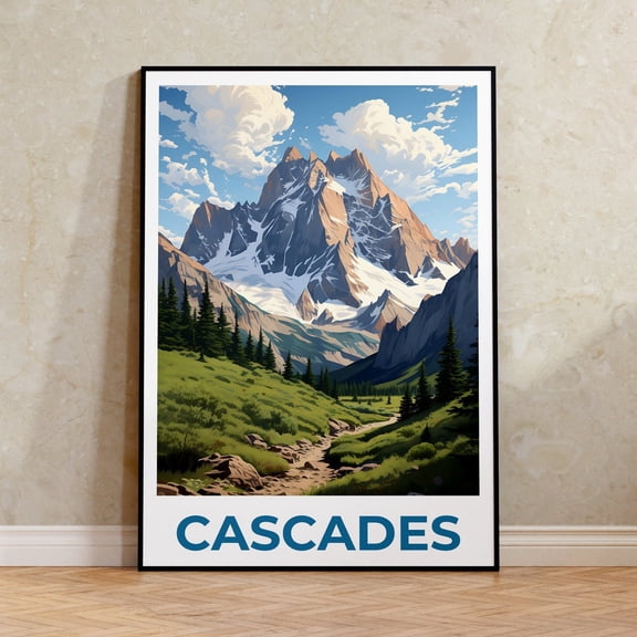 Cascades Mountain Range Nature Wall Art Decor Unframed Paper Print