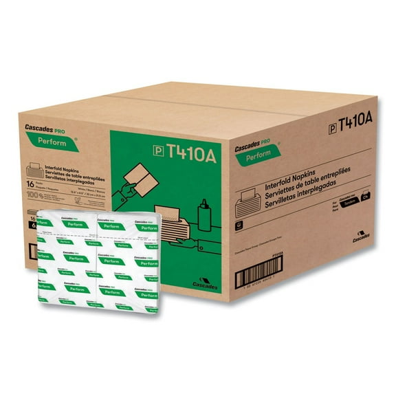Cascades PRO T410 6.5 in. x 4.25 in. 1-Ply Perform Interfold Napkins - White (6016/Carton)