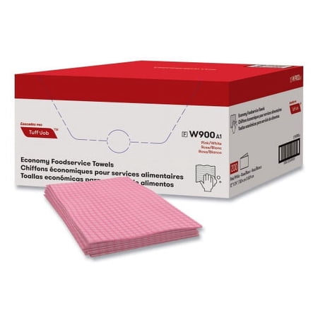 Cascades Tuff-Job Foodservice Towels, 12 x 24, Pink/White, 200/Carton, Each