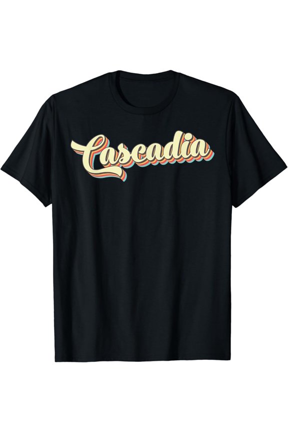 Cascadia T-Shirt Retro Art Baseball Font Vintage Graphic T-Shirt