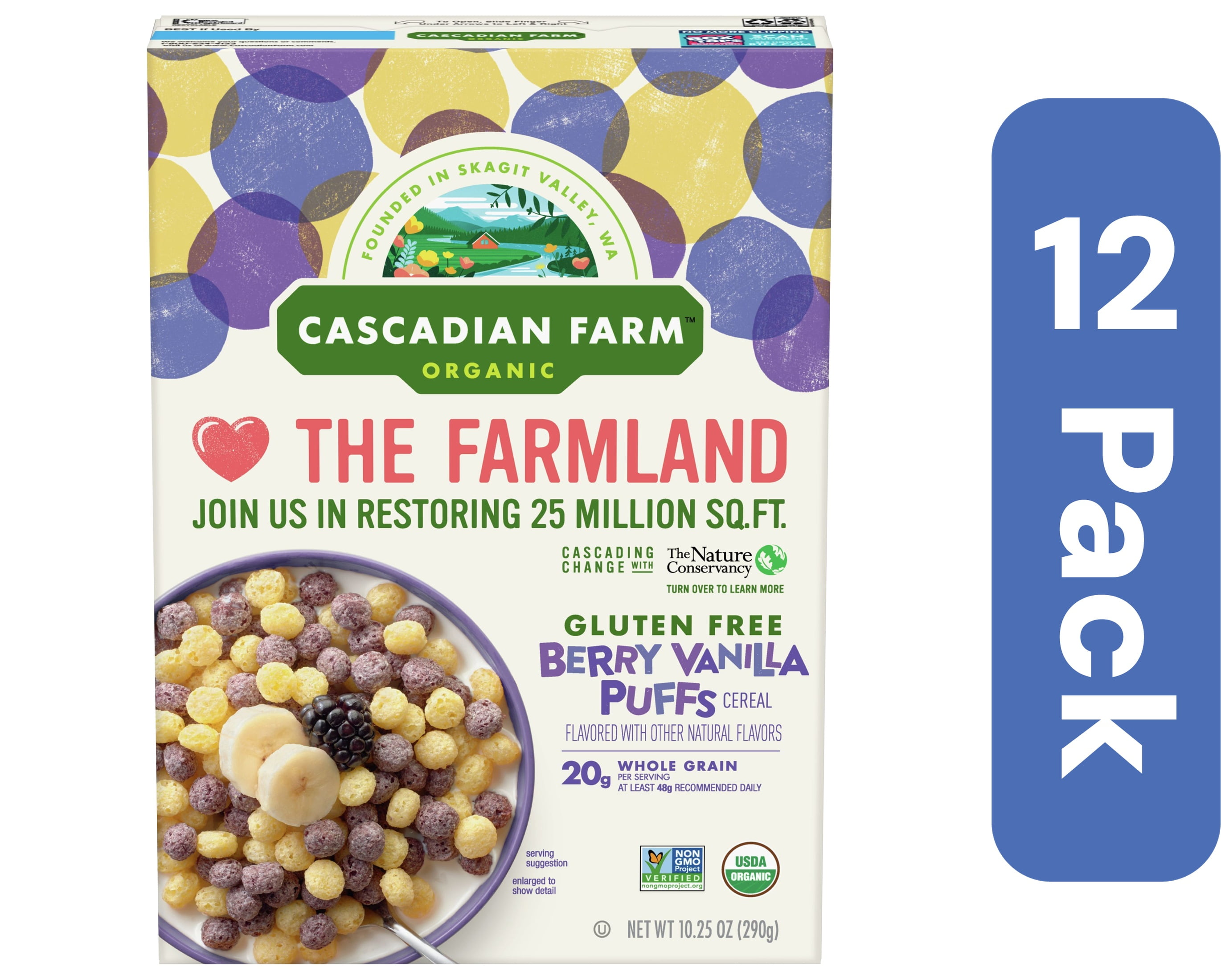 Cascadian Farm Cereal Berry Vanilla Puff 10.25 oz (Pack Of 12)