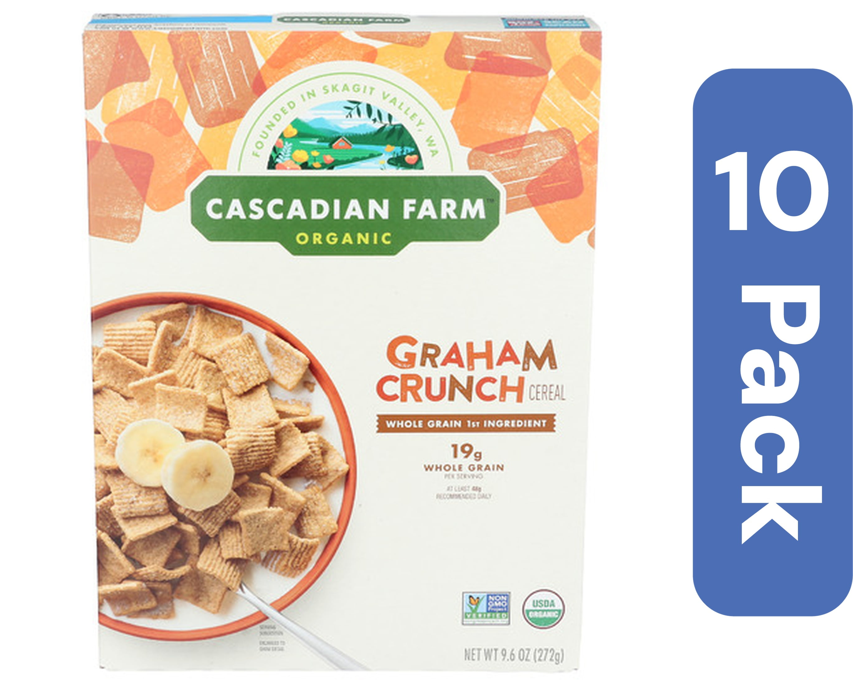 Cascadian Farm Cereal Graham Crunch 9.6oz Pack of 10