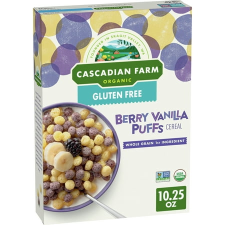Cascadian Farm Organic Berry Vanilla Puffs Cereal, Gluten Free, 10.25 OZ