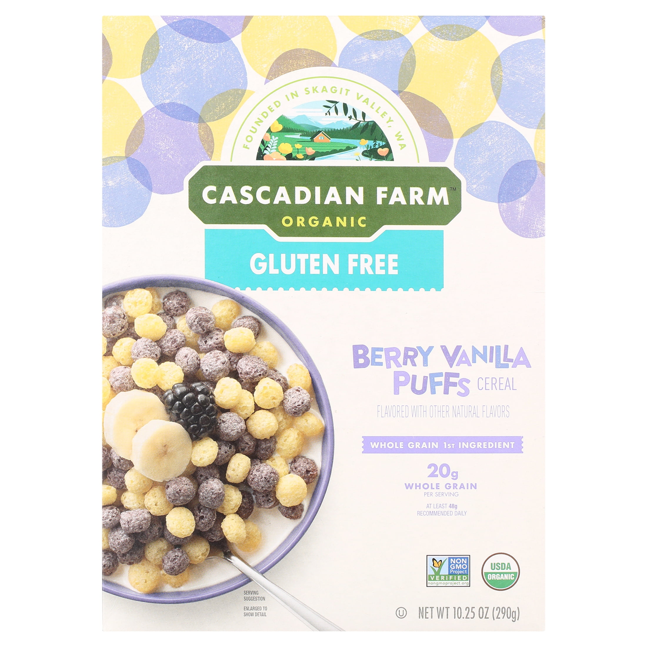 Cascadian Farm Organic Berry Vanilla Puffs Cereal, Gluten Free, 10.25 oz