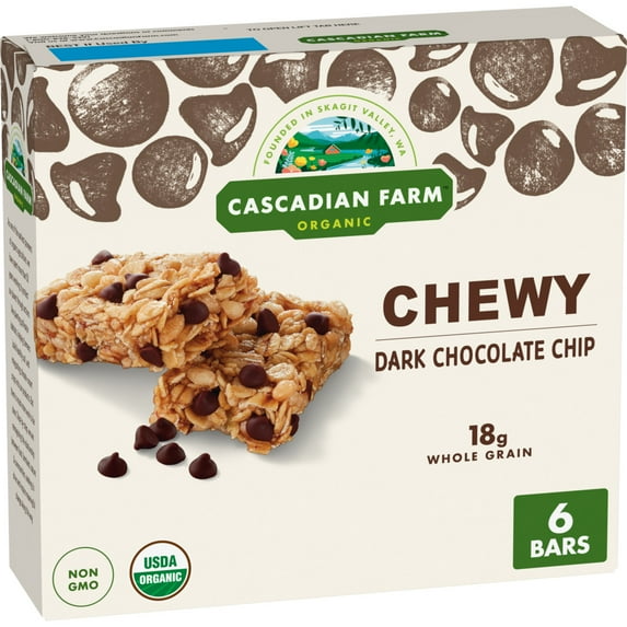 Cascadian Farm Organic Chocolate Chip Chewy Granola Bars, 6 Bars, 7.4 oz