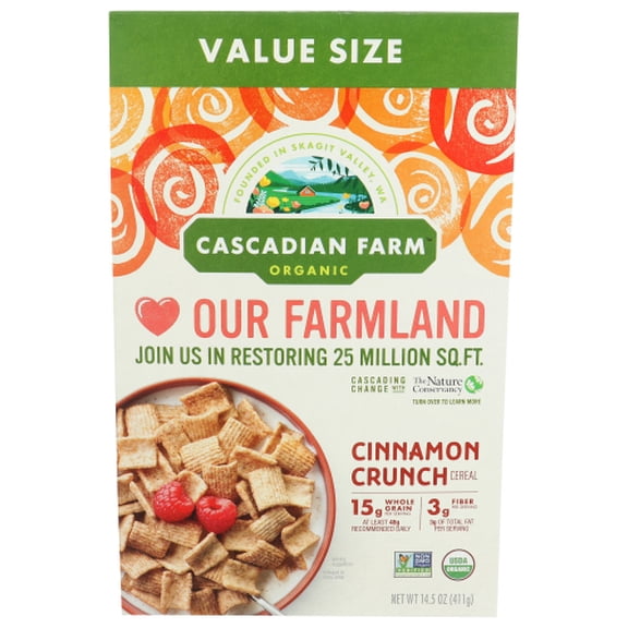 Cascadian Farm Organic Cinnamon Crunch Cereal 14.5 oz (Pack of 5)