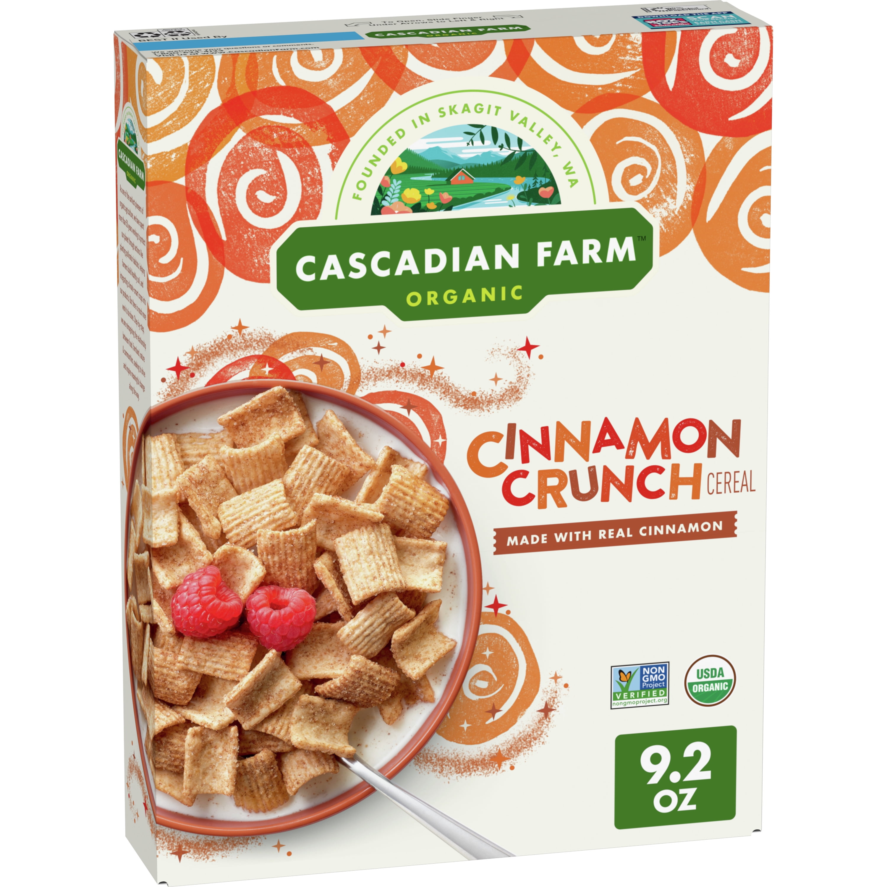 Cascadian Farm Organic Cinnamon Crunch Cereal, Whole Grain Cereal, 9.2 oz