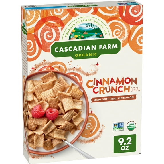 Cascadian Farm Organic Cinnamon Crunch Cereal, Made with Whole Grain, 9.2 oz