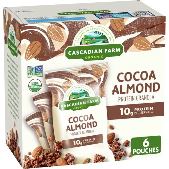 Cascadian Farm Organic Cocoa Almond Protein Granola, 6 Pouches, 2.5 oz. Each