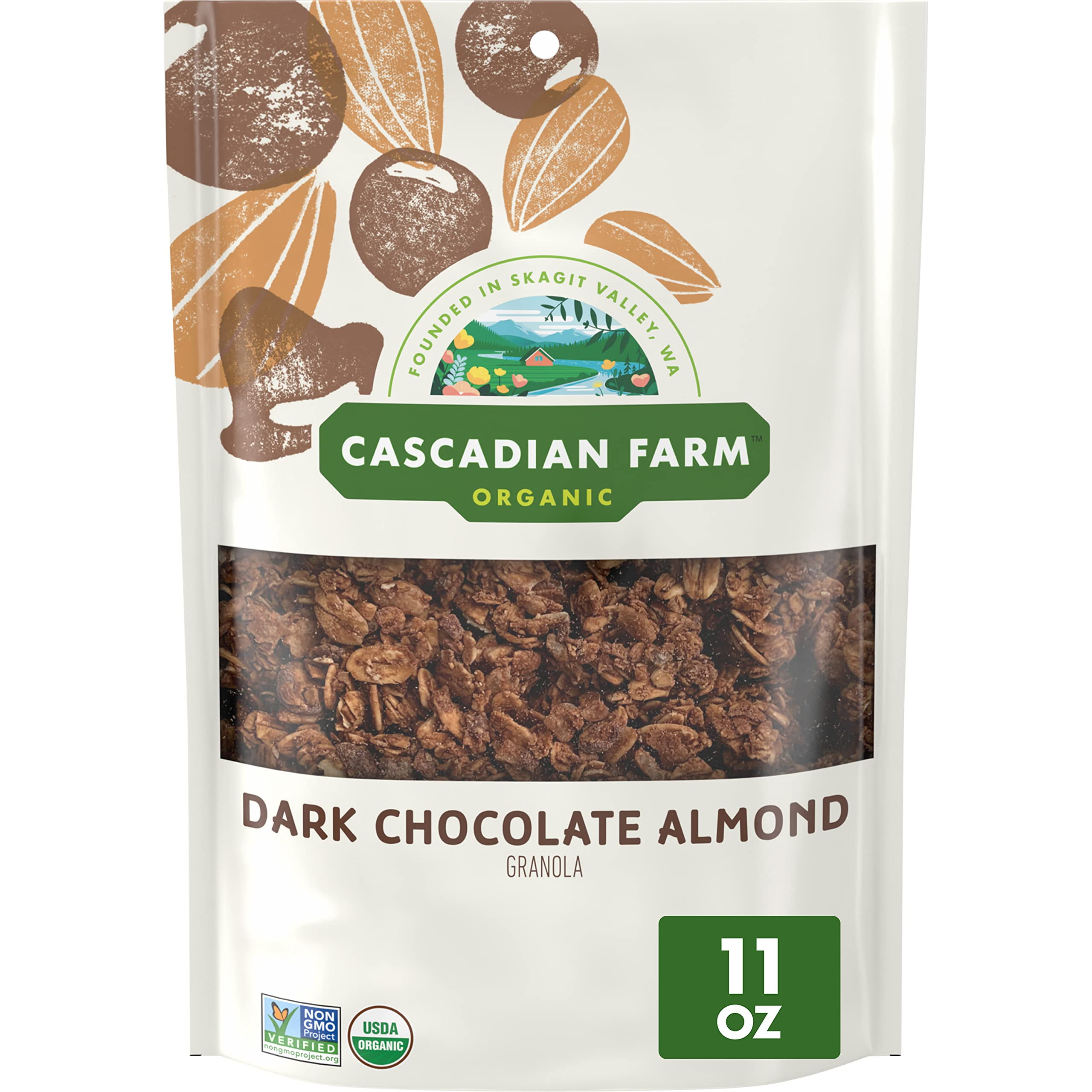 Cascadian Farm Organic Dark Chocolate Almond Granola (Pack of 48)