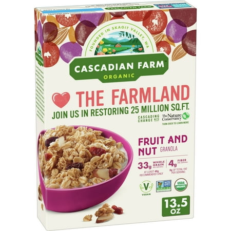 Cascadian Farm Organic Fruit and Nut Granola, Whole Grain Oats, 13.5 oz