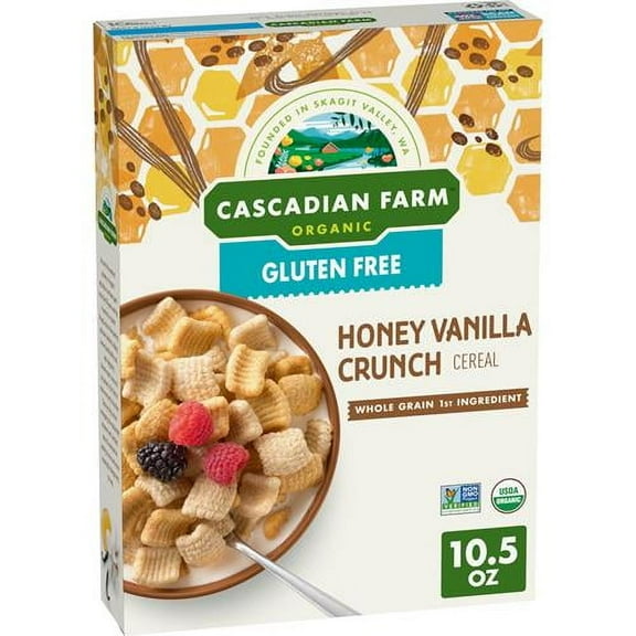 Cascadian Farm Organic Gluten Free Honey Vanilla Crunch Cereal, 10.5 Oz. - Pack of 2