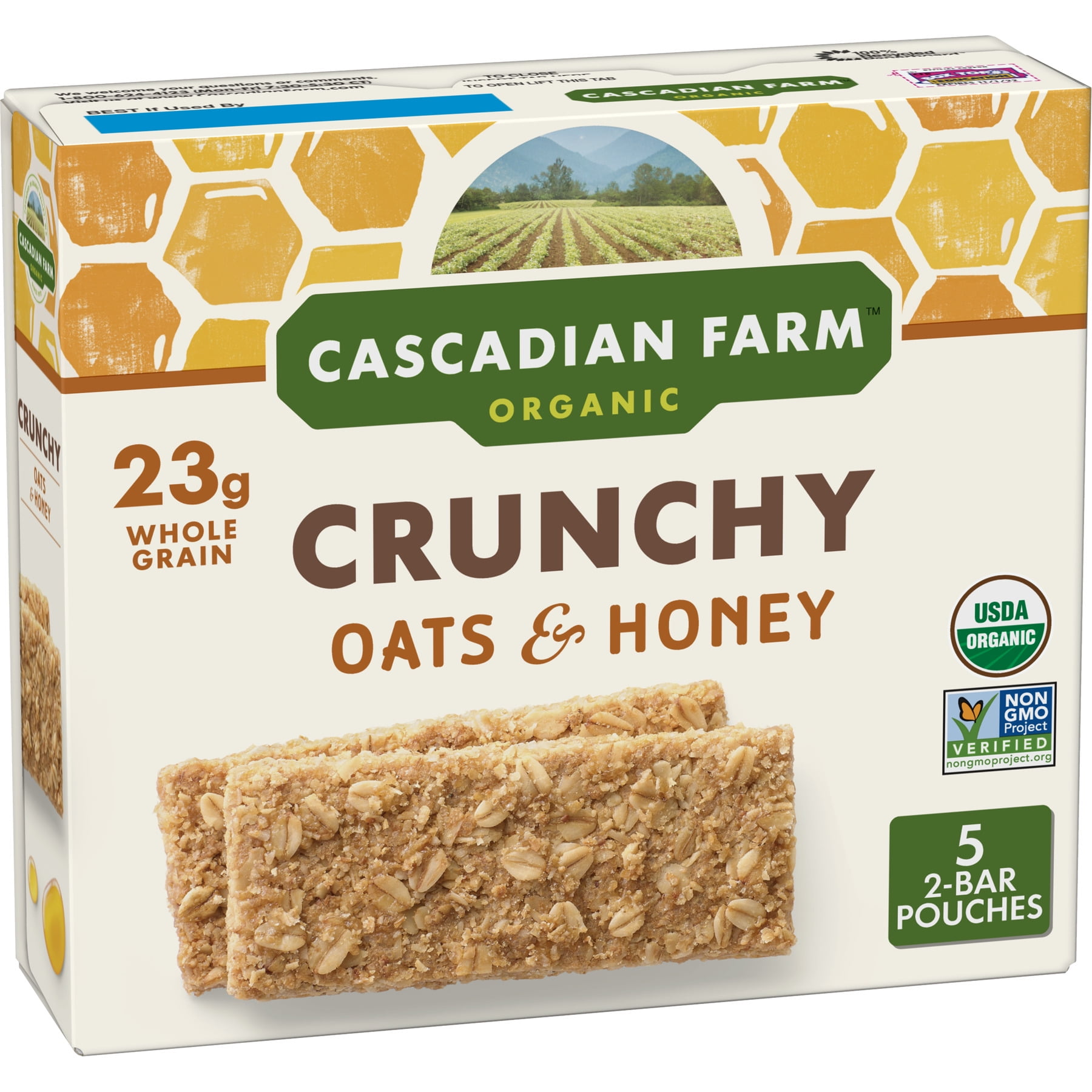 Cascadian Farm Organic Granola Bars Crunchy Oats & Honey - Walmart.com