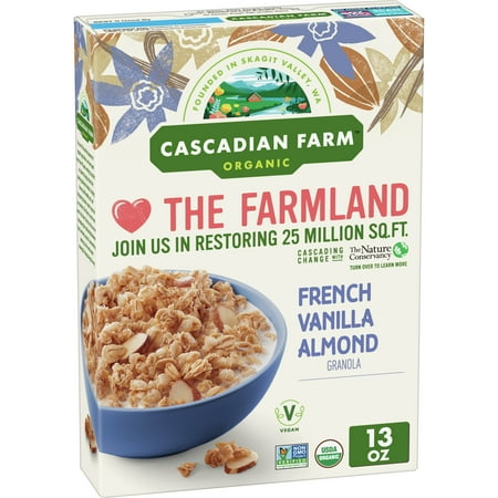 Cascadian Farm Organic Granola, French Vanilla Almond Cereal, 13 oz