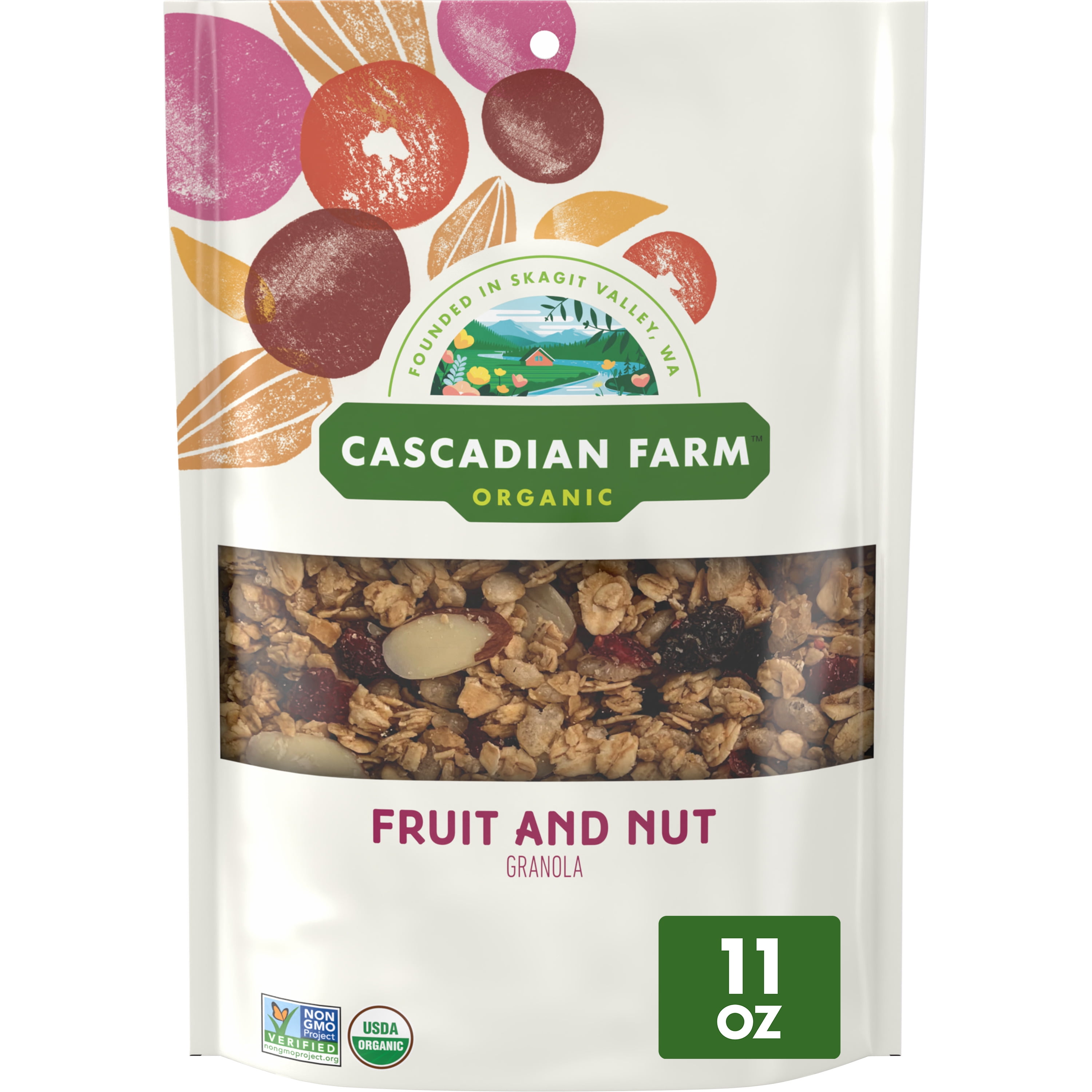 Cascadian Farm Organic Granola, Fruit and Nut Cereal, Resealable Pouch, 11 oz.