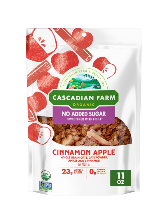 Organic Granola, No Added Sugar, Cinnamon Apple Cereal, 11 oz