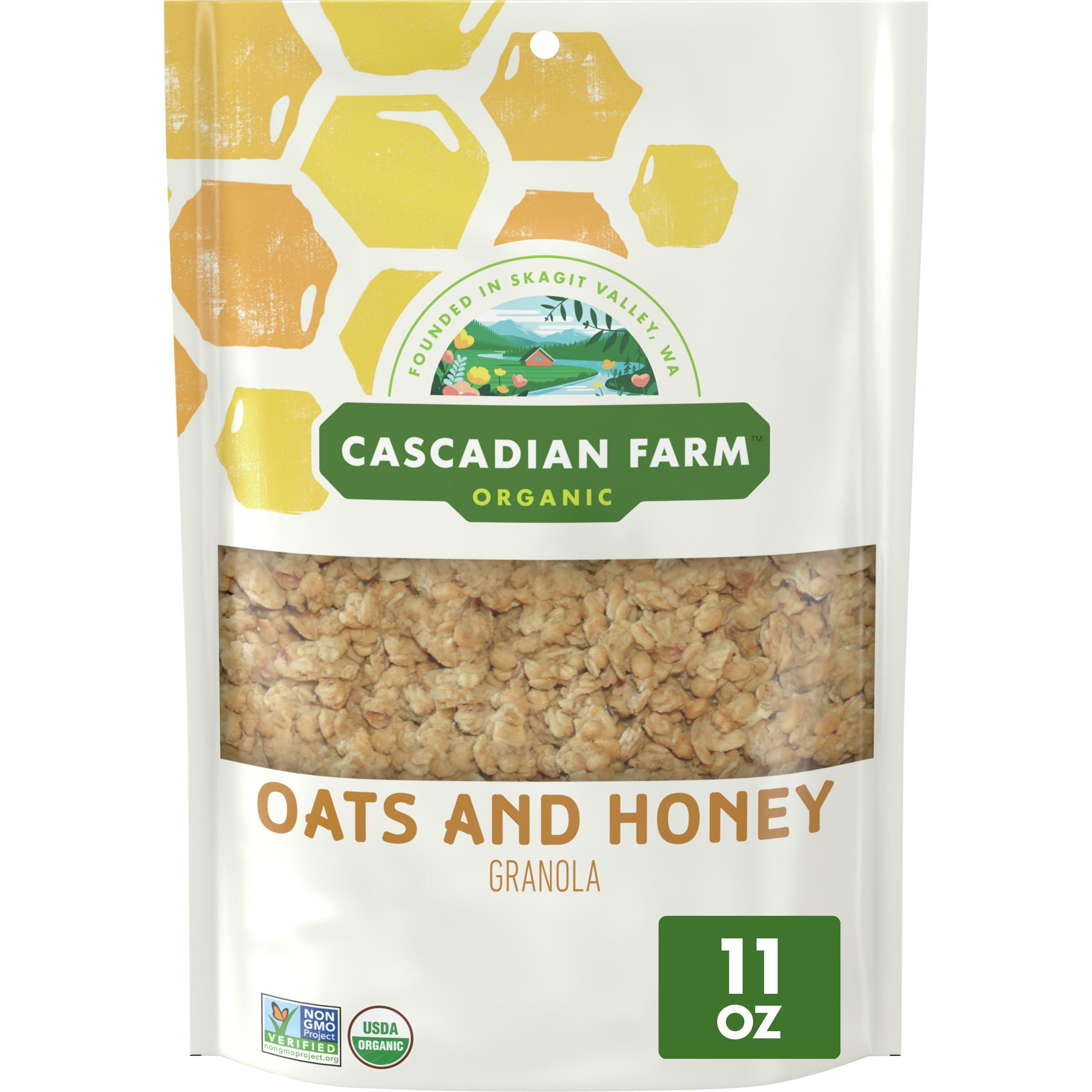 Cascadian Farm Organic Granola, Oats and Honey Cereal, Resealable Pouch