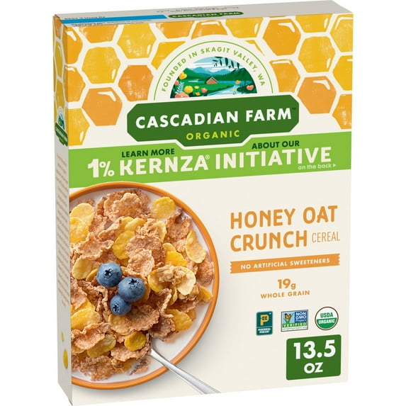 Cascadian Farm Honey Oat Crunch Organic Cereal, Made with Whole Grain, 13.5 oz