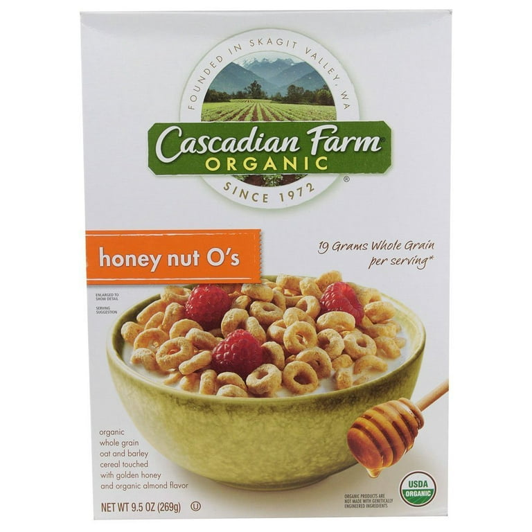 Cascadian Farm Organic Honey Nut O's Cereal, 9.5 Ounce (Pack of 12)