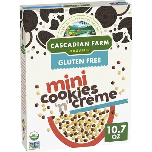 Cascadian Farm Organic Mini Cookies N Creme Breakfast Cereal, Made With Whole Grain, Non-Gmo, 10.7 Oz - Pack of 2