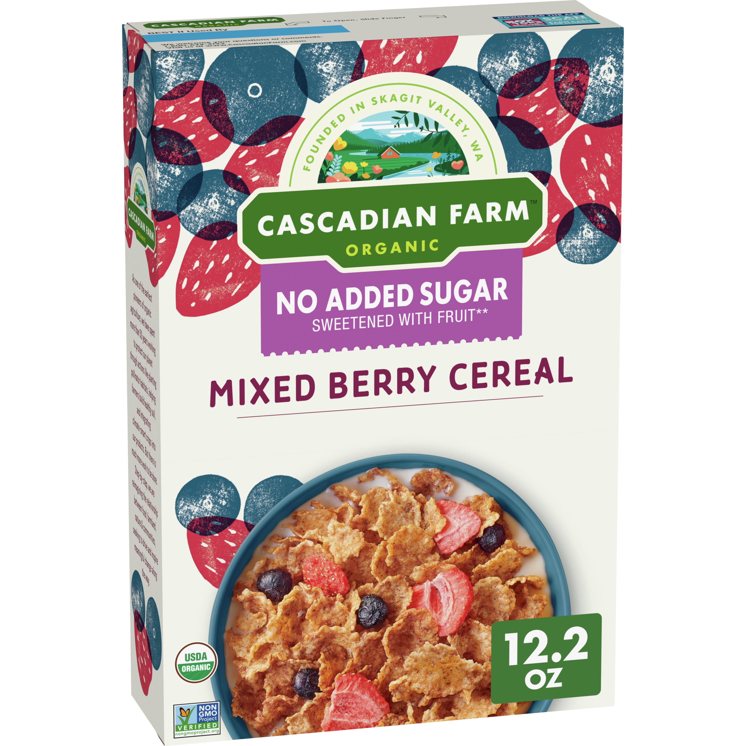 Cascadian Farm Organic Mixed Berry Cereal, No Added Sugar, 12.2 oz