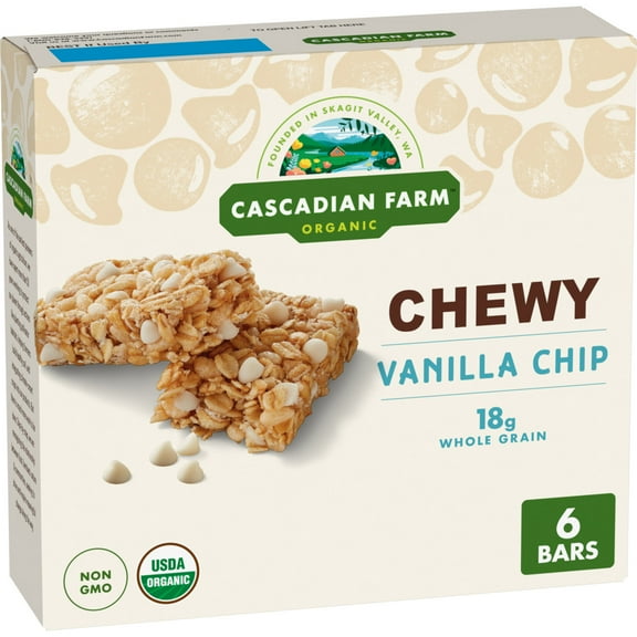 Cascadian Farm Organic Vanilla Chip Chewy Granola Bars, 6 Bars, 7.4 oz.