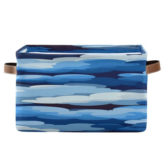 Cascading Blue Clouds Square Storage Bins with Handles Collapsible Containing Box 1 Pack