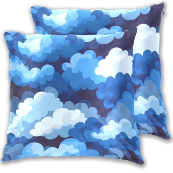 Cascading Blue Clouds Throw Pillow Covers 16x16 Inch 2 Packs Decorative Square for Living Room Couch Bed Sofa