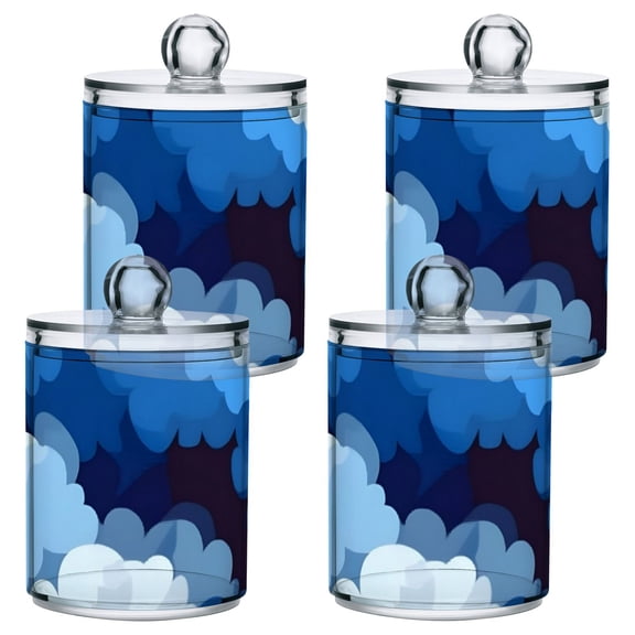 Cascading Blue Clouds Translucent Plastic Cans Storage Canisters with Lid Set of 4