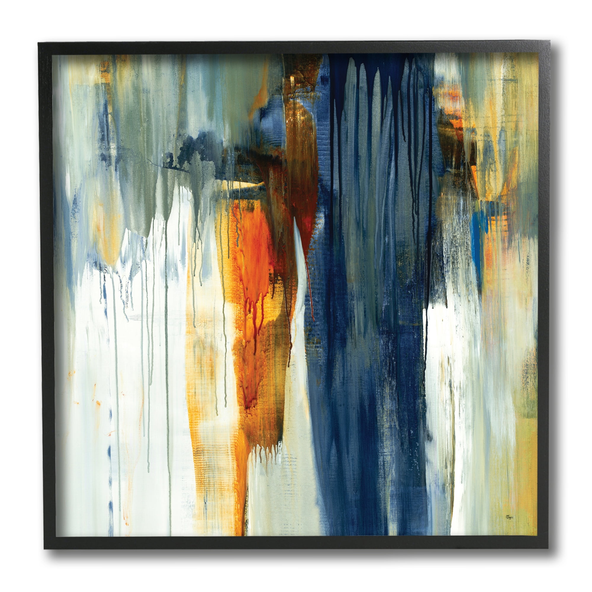 Stupell Industries Cascading Blue Green Orange Paint Abstraction,12 x 12,Designed by Lisa Ridgers